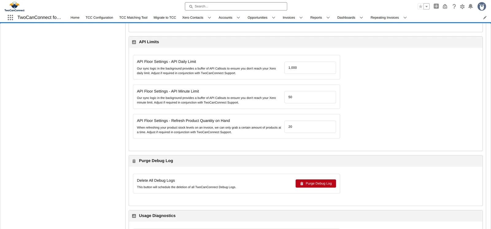 API Floor Settings: API Minute Limit and Refresh Product Quantity on Hand