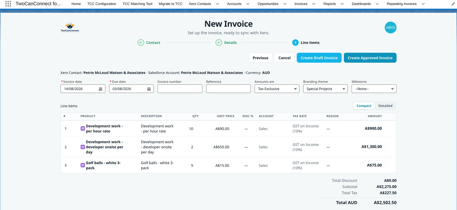 Invoice builder